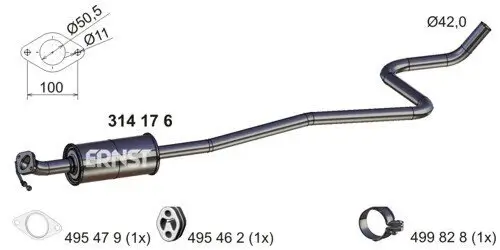 Mittelschalldämpfer ERNST 314176