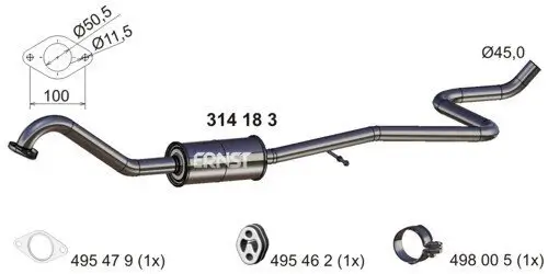Mittelschalldämpfer ERNST 314183