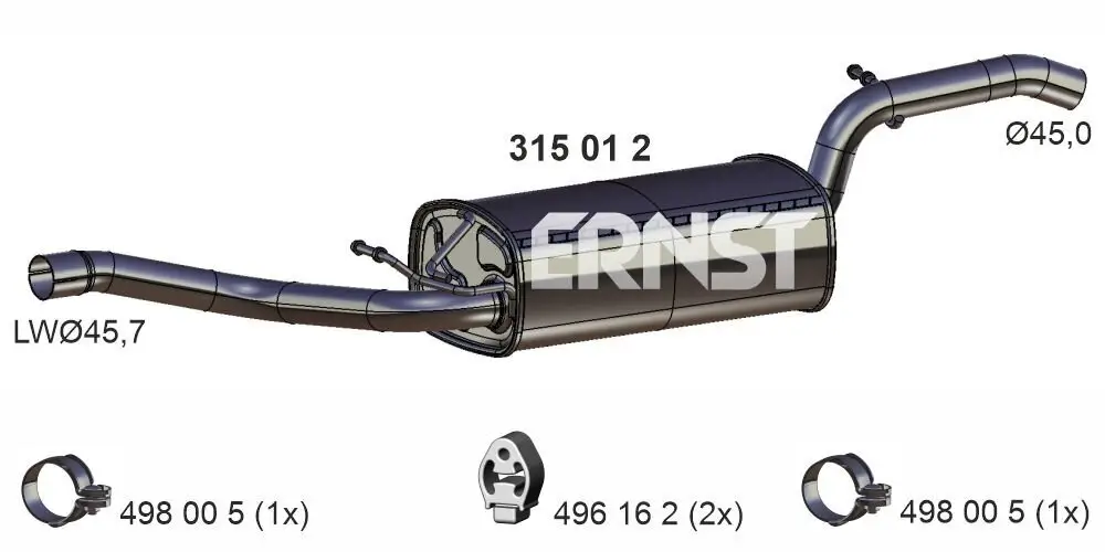 Mittelschalldämpfer ERNST 315012