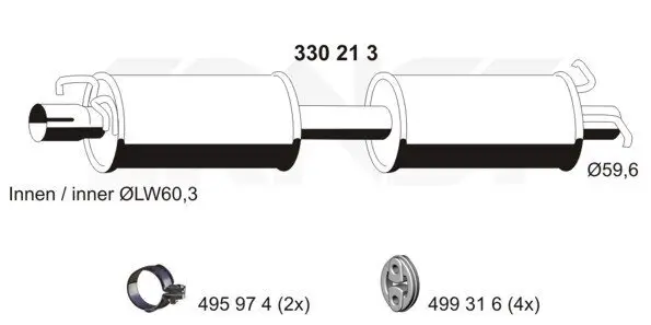 Mittelschalldämpfer ERNST 330213