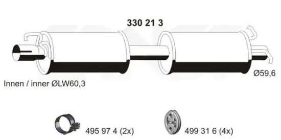 Mittelschalldämpfer ERNST 330213 Bild Mittelschalldämpfer ERNST 330213