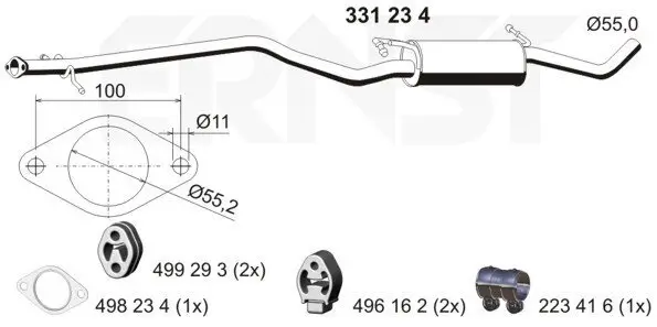 Mittelschalldämpfer ERNST 331234