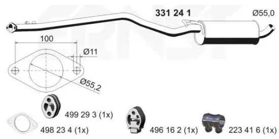 Mittelschalldämpfer ERNST 331241 Bild Mittelschalldämpfer ERNST 331241