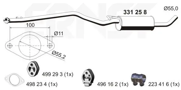 Mittelschalldämpfer ERNST 331258