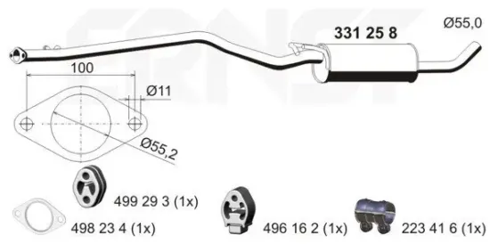 Mittelschalldämpfer ERNST 331258 Bild Mittelschalldämpfer ERNST 331258