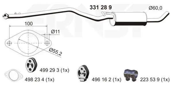 Mittelschalldämpfer ERNST 331289