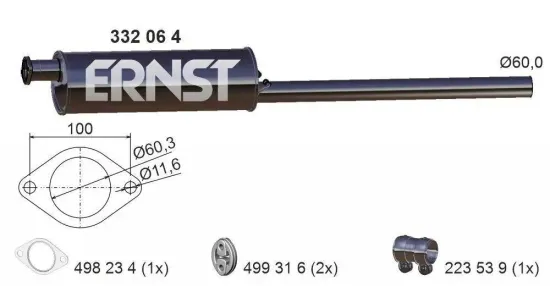 Mittelschalldämpfer ERNST 332064 Bild Mittelschalldämpfer ERNST 332064