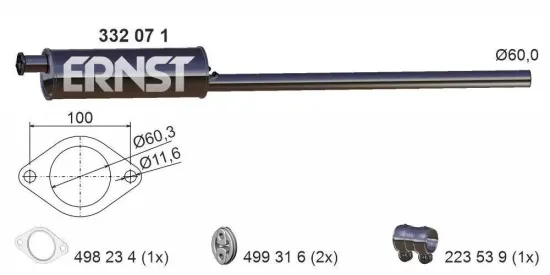 Mittelschalldämpfer ERNST 332071 Bild Mittelschalldämpfer ERNST 332071
