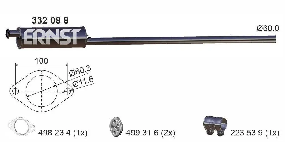 Mittelschalldämpfer ERNST 332088