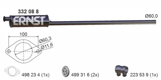 Mittelschalldämpfer ERNST 332088 Bild Mittelschalldämpfer ERNST 332088
