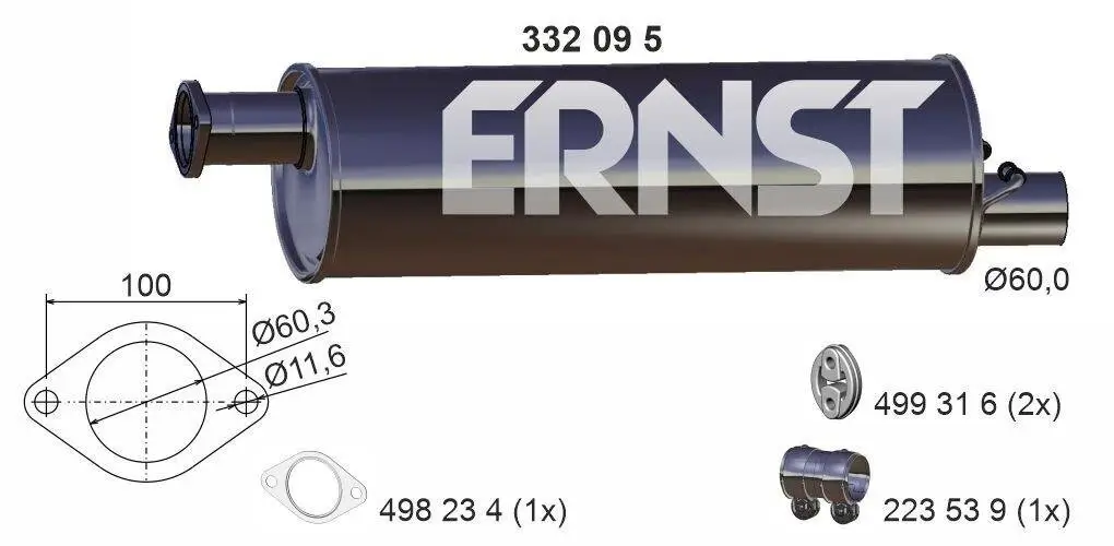 Mittelschalldämpfer ERNST 332095