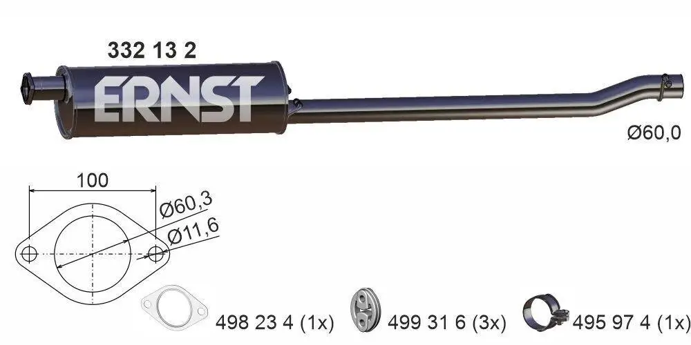 Mittelschalldämpfer ERNST 332132