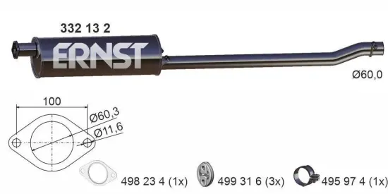 Mittelschalldämpfer ERNST 332132 Bild Mittelschalldämpfer ERNST 332132