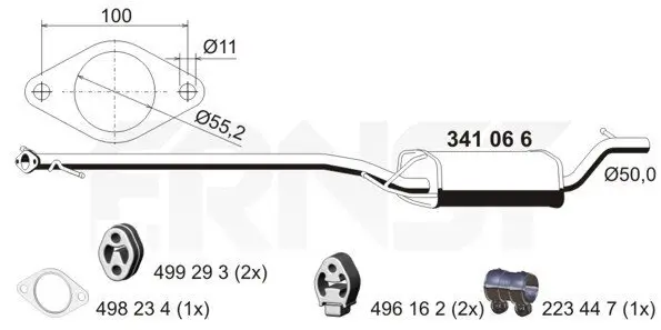 Mittelschalldämpfer ERNST 341066