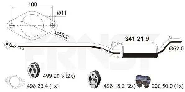 Mittelschalldämpfer ERNST 341219