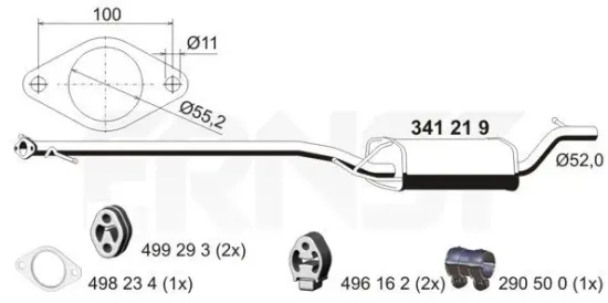 Mittelschalldämpfer ERNST 341219 Bild Mittelschalldämpfer ERNST 341219