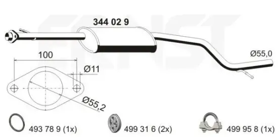 Mittelschalldämpfer ERNST 344067 Bild Mittelschalldämpfer ERNST 344067