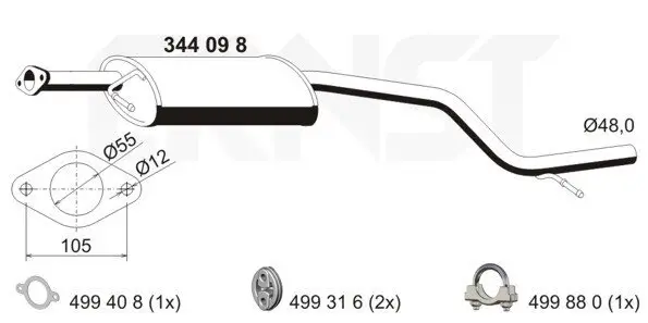 Mittelschalldämpfer ERNST 344098