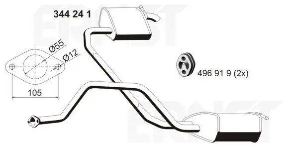 Endschalldämpfer beidseitig ERNST 344241