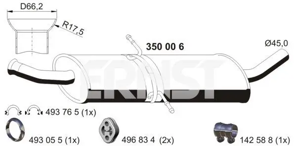 Mittelschalldämpfer ERNST 350006