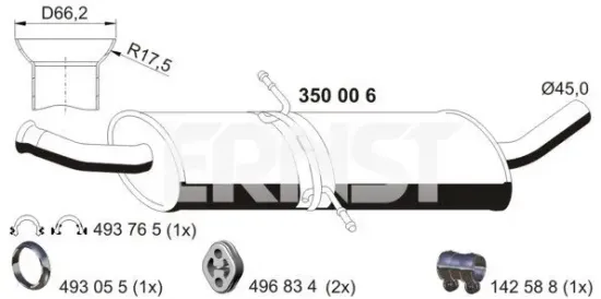 Mittelschalldämpfer ERNST 350006 Bild Mittelschalldämpfer ERNST 350006