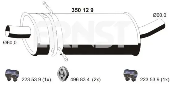 Mittelschalldämpfer ERNST 350129 Bild Mittelschalldämpfer ERNST 350129