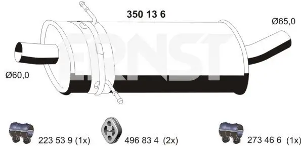 Mittelschalldämpfer ERNST 350136