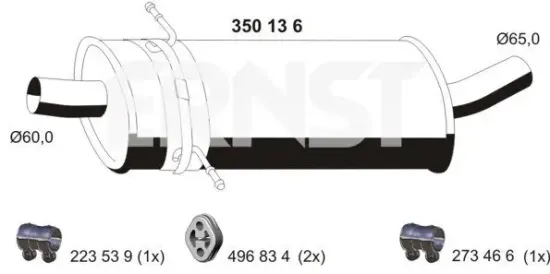 Mittelschalldämpfer ERNST 350136 Bild Mittelschalldämpfer ERNST 350136