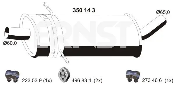 Mittelschalldämpfer ERNST 350143