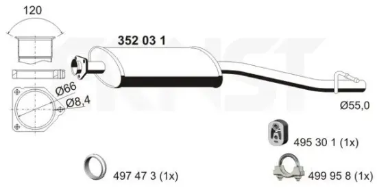 Mittelschalldämpfer ERNST 352031 Bild Mittelschalldämpfer ERNST 352031