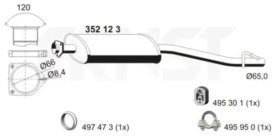 Mittelschalldämpfer ERNST 352123 Bild Mittelschalldämpfer ERNST 352123