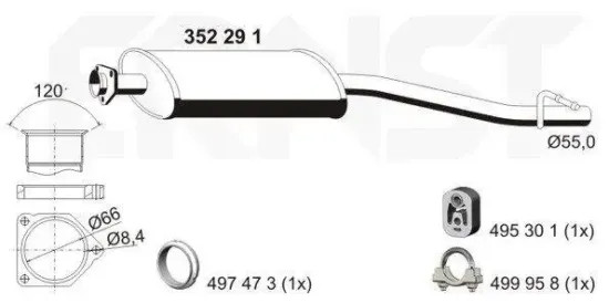 Mittelschalldämpfer ERNST 352291 Bild Mittelschalldämpfer ERNST 352291