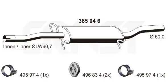 Mittelschalldämpfer ERNST 385046