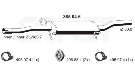 Mittelschalldämpfer ERNST 385046 Bild Mittelschalldämpfer ERNST 385046