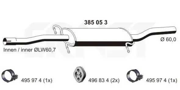 Mittelschalldämpfer ERNST 385053