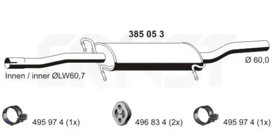 Mittelschalldämpfer ERNST 385053 Bild Mittelschalldämpfer ERNST 385053