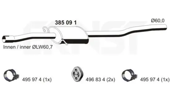 Mittelschalldämpfer ERNST 385091 Bild Mittelschalldämpfer ERNST 385091