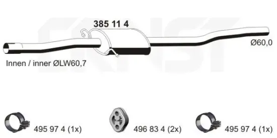 Mittelschalldämpfer ERNST 385114 Bild Mittelschalldämpfer ERNST 385114