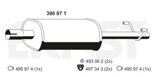 Mittelschalldämpfer ERNST 390071