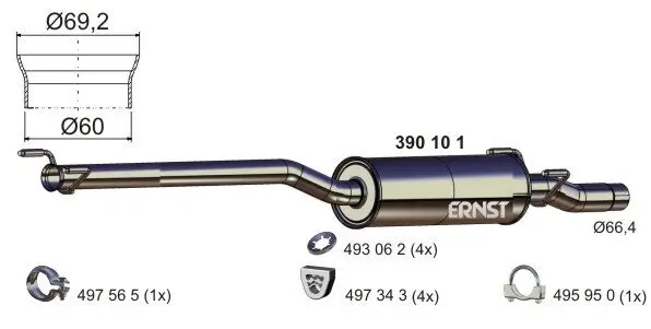 Mittelschalldämpfer ERNST 390101