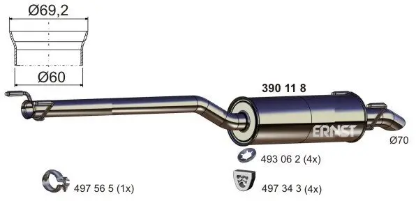 Mittelschalldämpfer ERNST 390118