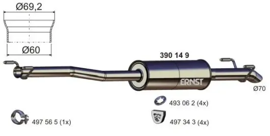 Mittelschalldämpfer ERNST 390149 Bild Mittelschalldämpfer ERNST 390149