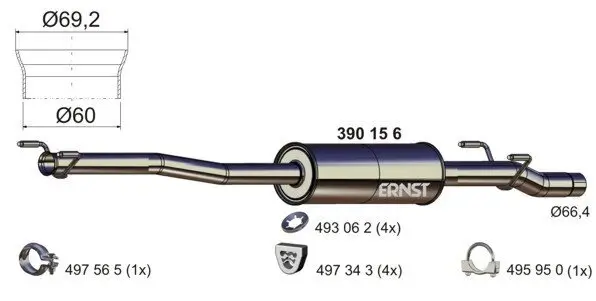 Mittelschalldämpfer ERNST 390156