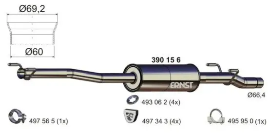 Mittelschalldämpfer ERNST 390156 Bild Mittelschalldämpfer ERNST 390156