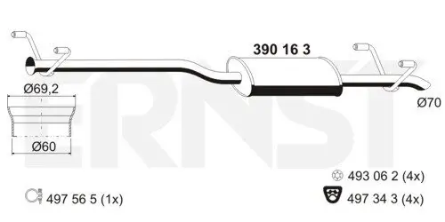 Mittelschalldämpfer ERNST 390163