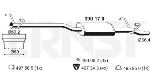 Mittelschalldämpfer ERNST 390170