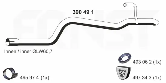 Abgasrohr hinten ERNST 390491 Bild Abgasrohr hinten ERNST 390491
