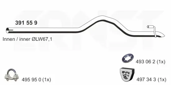 Abgasrohr hinten rechts ERNST 391559 Bild Abgasrohr hinten rechts ERNST 391559