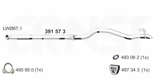 Abgasrohr hinten rechts ERNST 391573 Bild Abgasrohr hinten rechts ERNST 391573