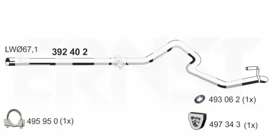 Abgasrohr hinten ERNST 392402 Bild Abgasrohr hinten ERNST 392402